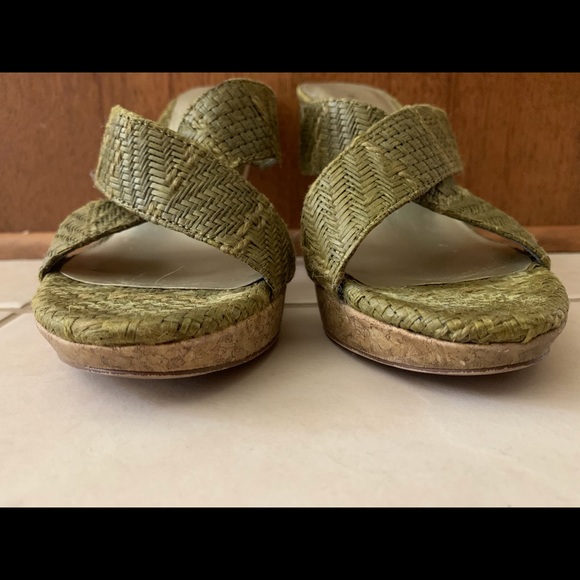 Ann Marino Rafia Shoes w/ Cork base - sz 7 1/2 - Picture 3 of 13